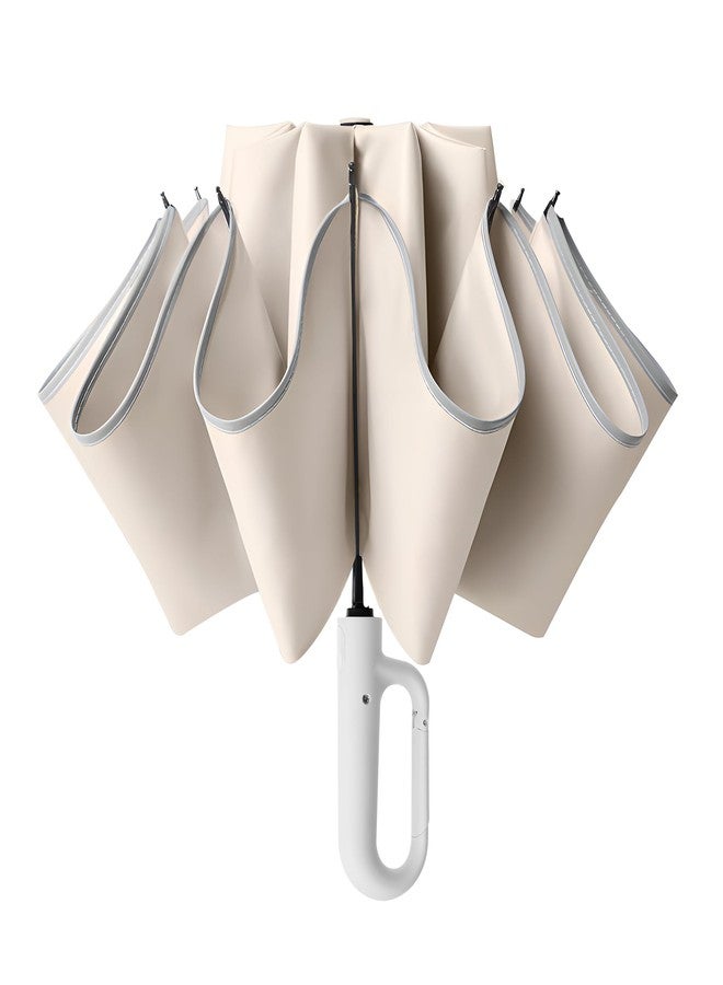 PRIME PICK مظلة سفر صغيرة الحجم من برايم بيك، مزودة بشريط عاكس ومقبض كارابين، مقاومة للرياح والأشعة فوق البنفسجية، مقبض مانع للانزلاق، خفيفة الوزن، تحجب 95% من الأشعة فوق البنفسجية، مناسبة للرجال والنساء والأطفال، مثالية للحماية من المطر والشمس. - Image 2